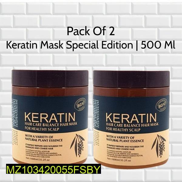 Keratin Hair Mask Pack of 2 500ml Natural Plant Essence