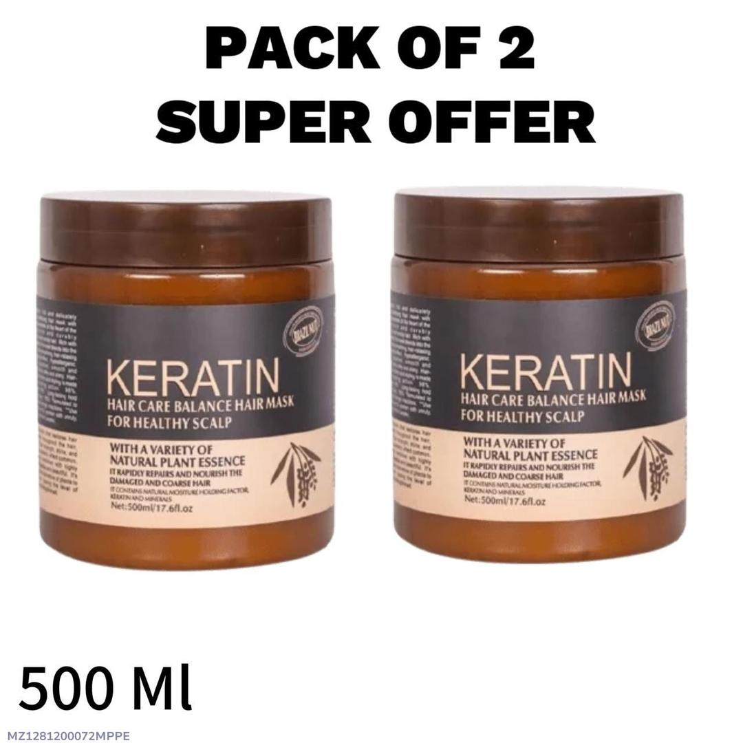 Keratin Hair Mask Pack of 2 500ml for Damaged Hair