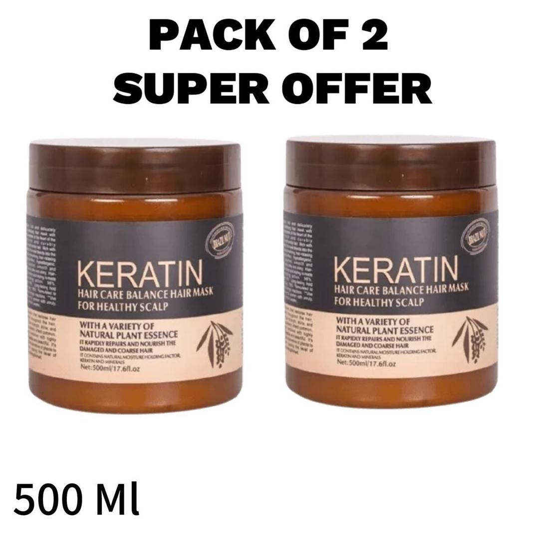 Keratin Hair Mask Pack of 2 500ml for Damaged Hair