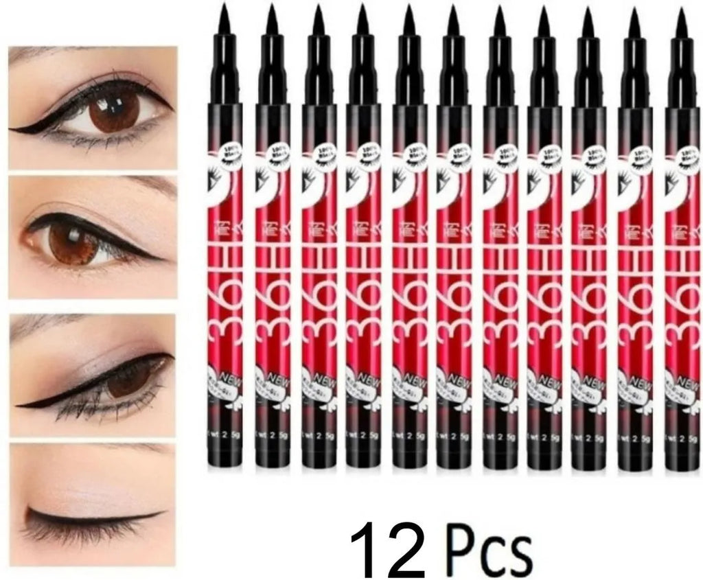 Premium Waterproof Eyeliner Pen 12 Pcs Long Lasting