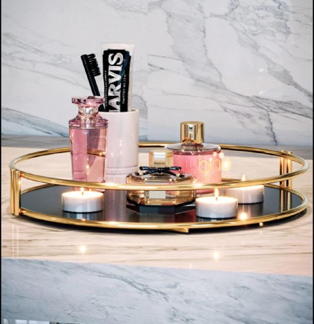 Stylish Gold Metal Bathroom Storage Rack Double Tier