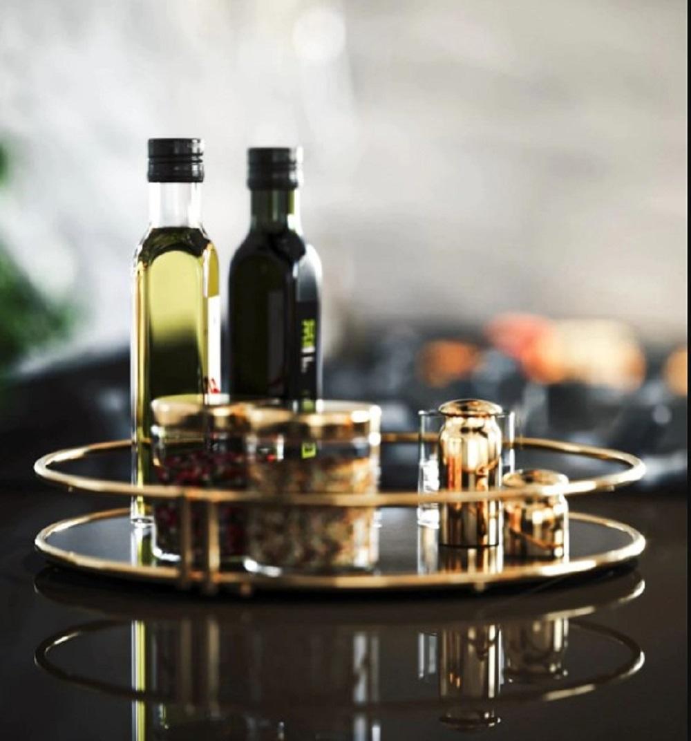 Stylish Gold Metal Bathroom Storage Rack Double Tier