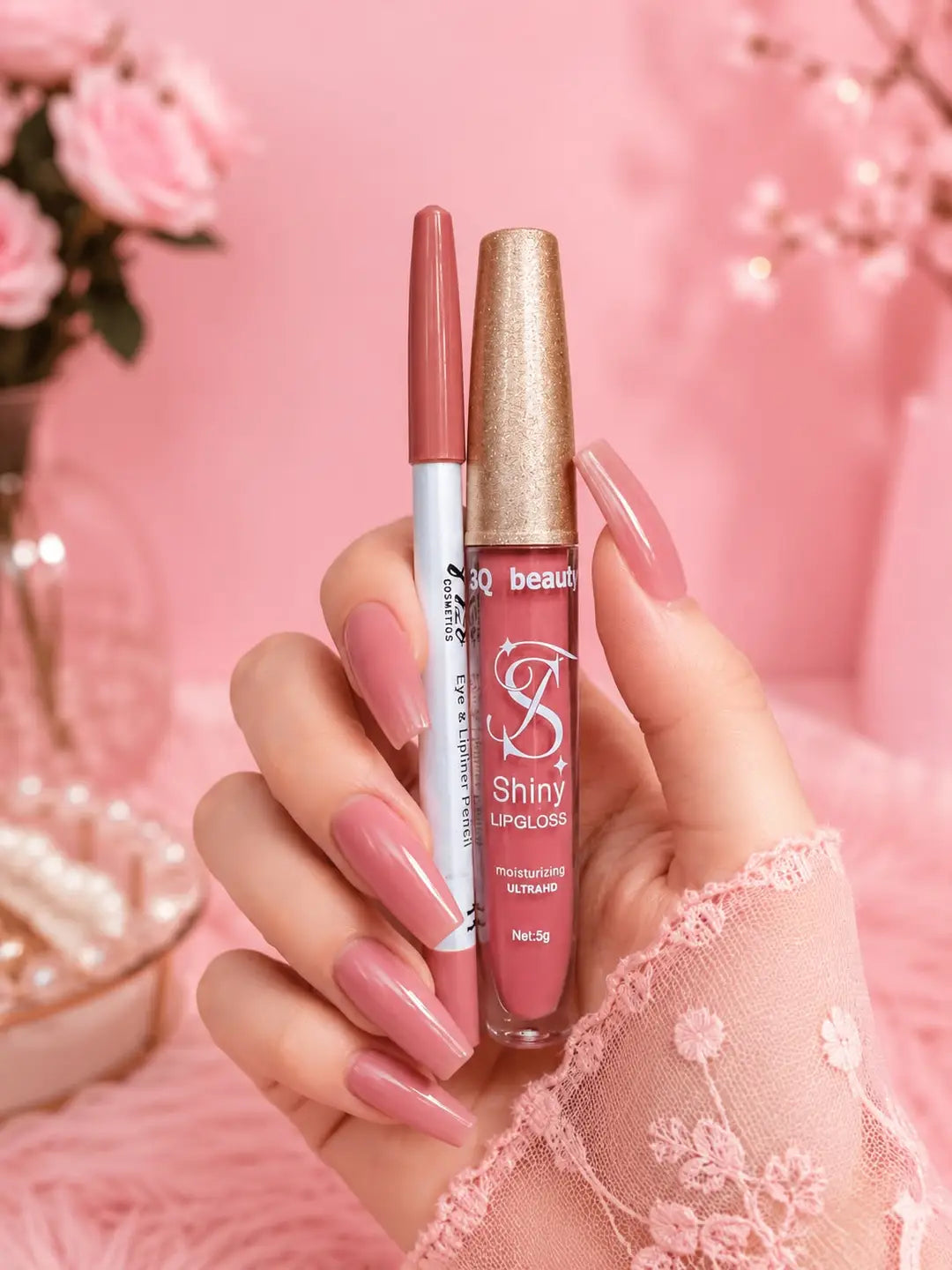 2 in 1 3Q Beauty Shinny LipGloss & Lipliner