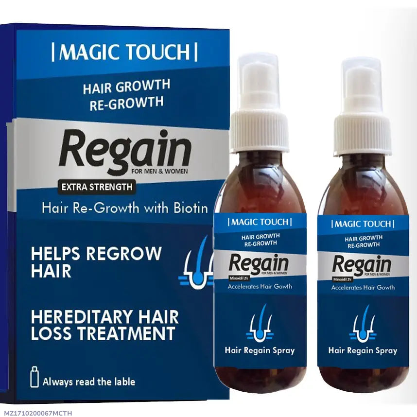 Magic Touch Minoxidil 5% Hair Topical Solution three month Supply - Hair Regain, Regrowth - Minoxidil spray Pack of 2