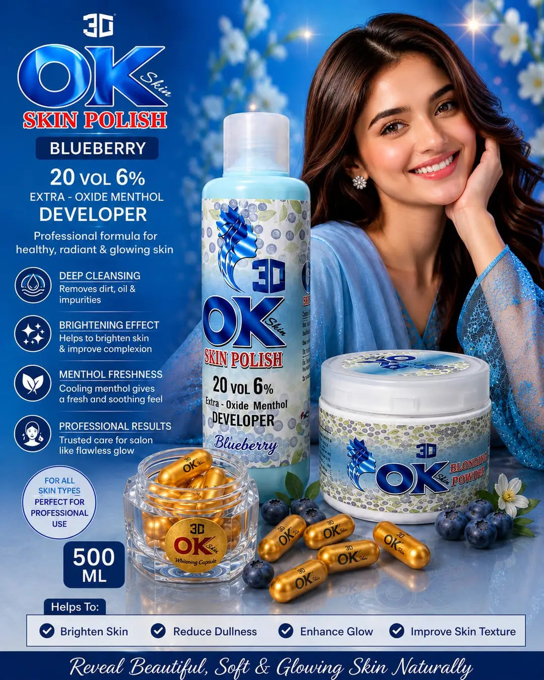 OK 3D Exfoliator Skin Polisher & Activator 500 ML