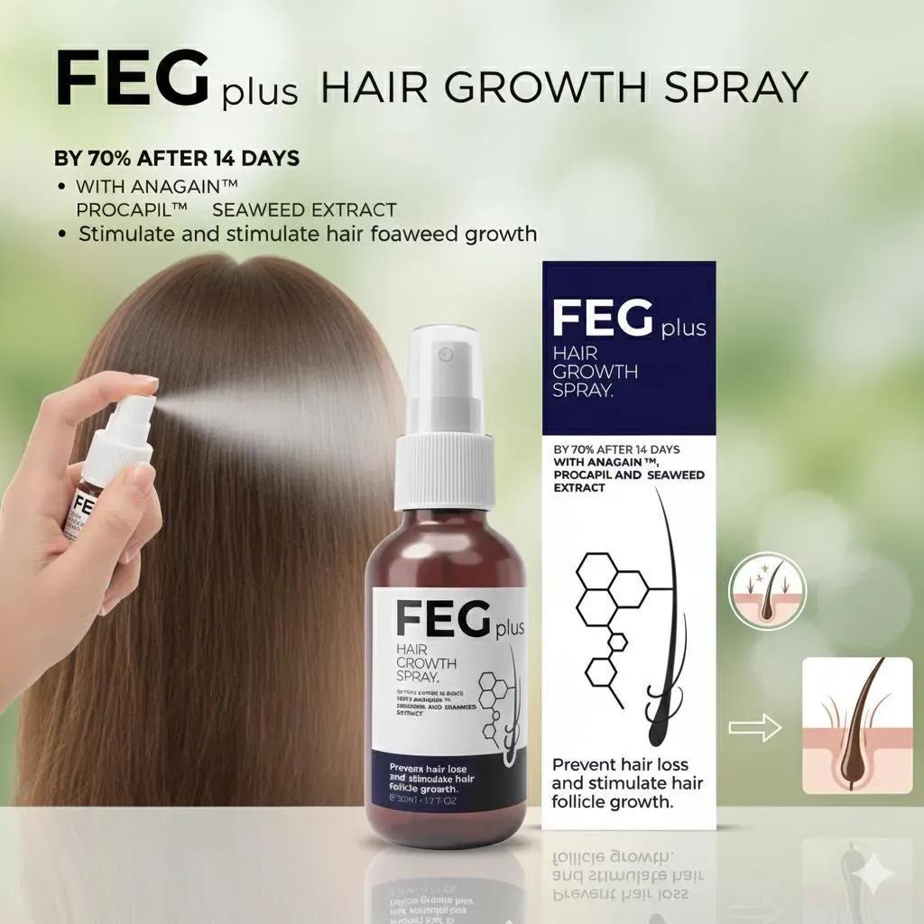 FEG Plus Hair Growth Spray 30ml for All Hair Types