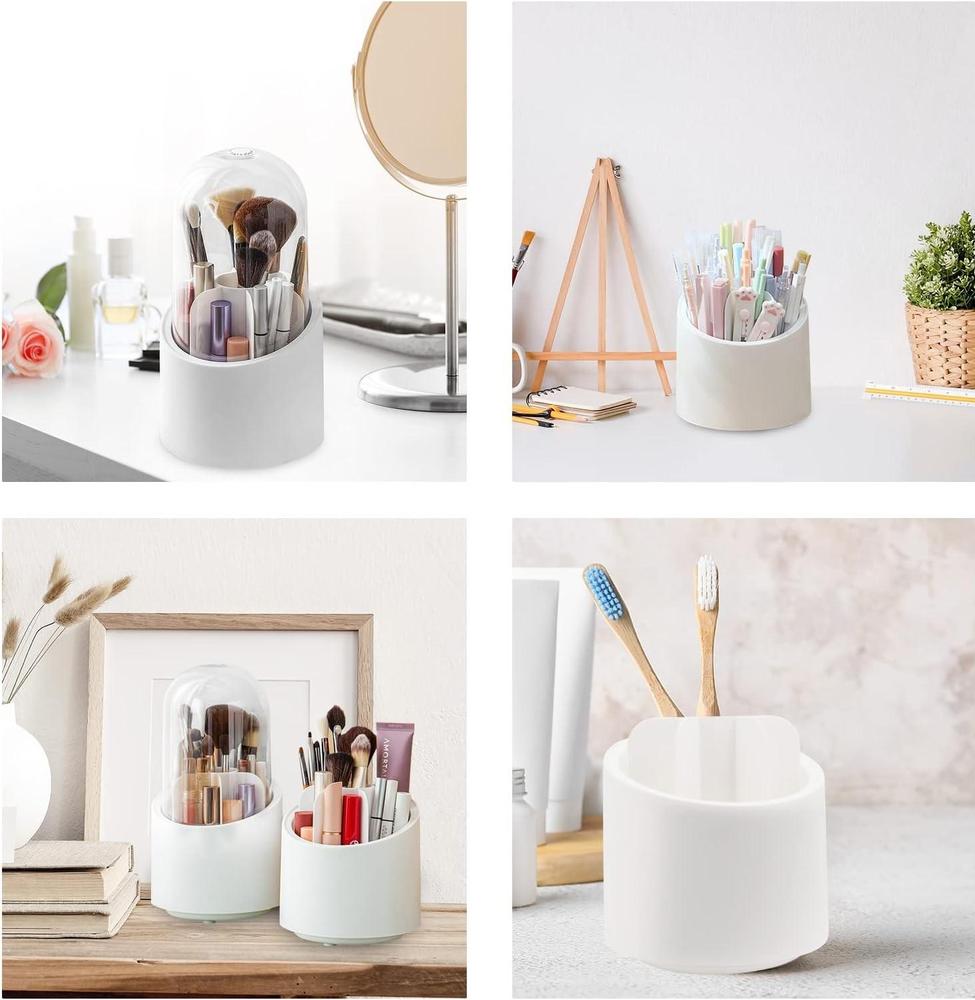 Acrylic 3 Compartment Makeup Brush Holder Stand 23.5cm