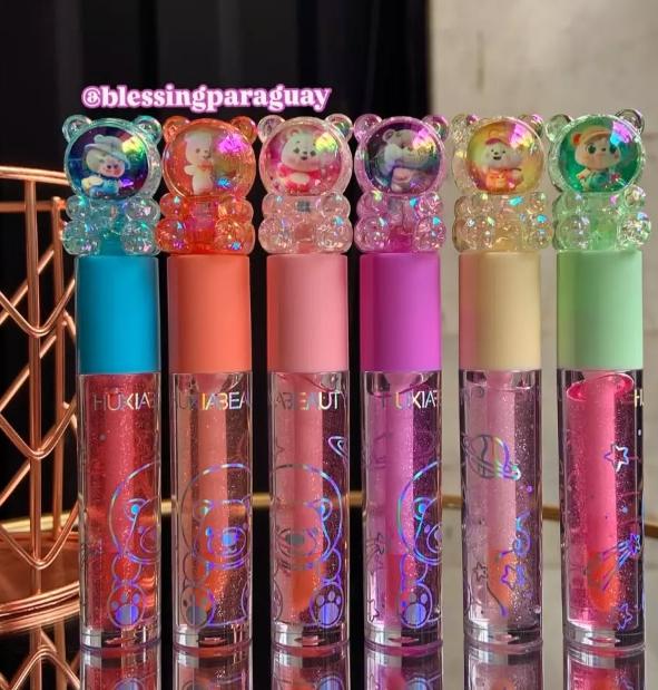 6 Pcs Pink Glitter Lip Oil Moisturizing