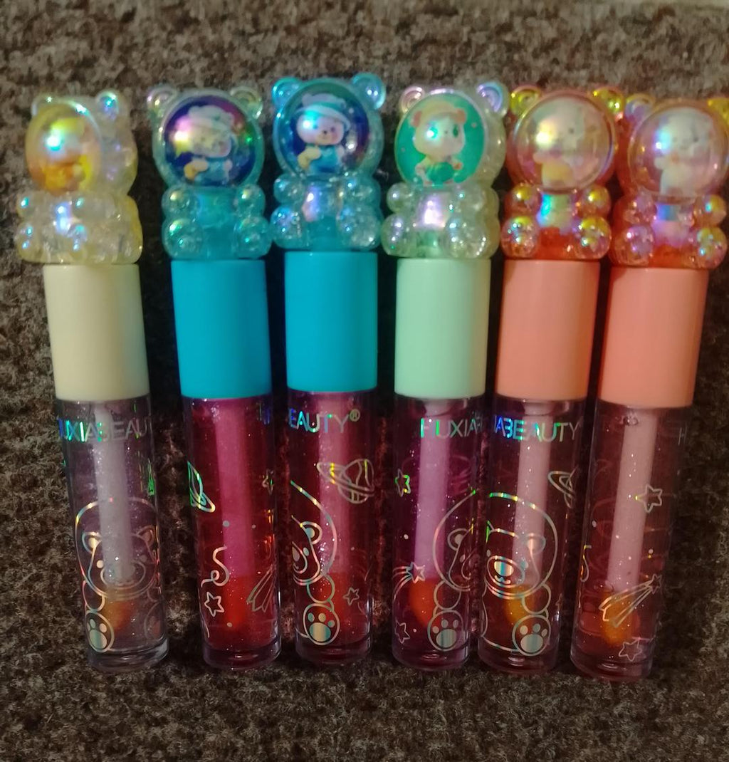 6 Pcs Pink Glitter Lip Oil Moisturizing