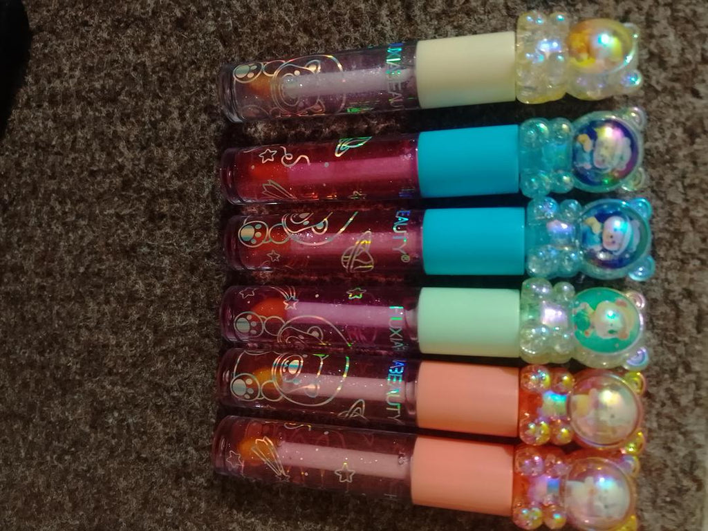 6 Pcs Pink Glitter Lip Oil Moisturizing